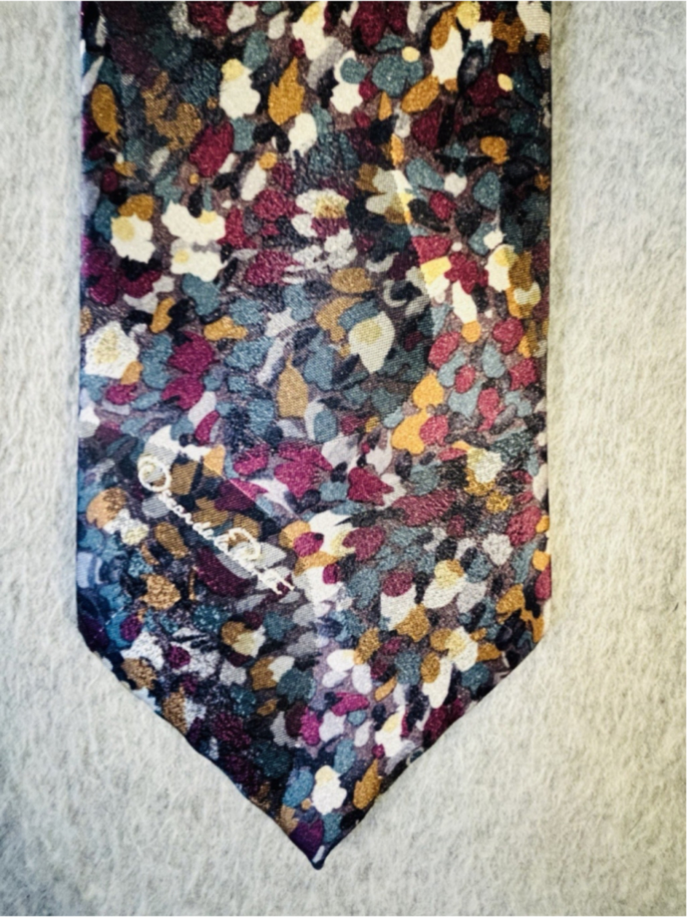 Vintage Oscar de la Renta Studio Floral Tie Silk Blend Made USA Multicolor